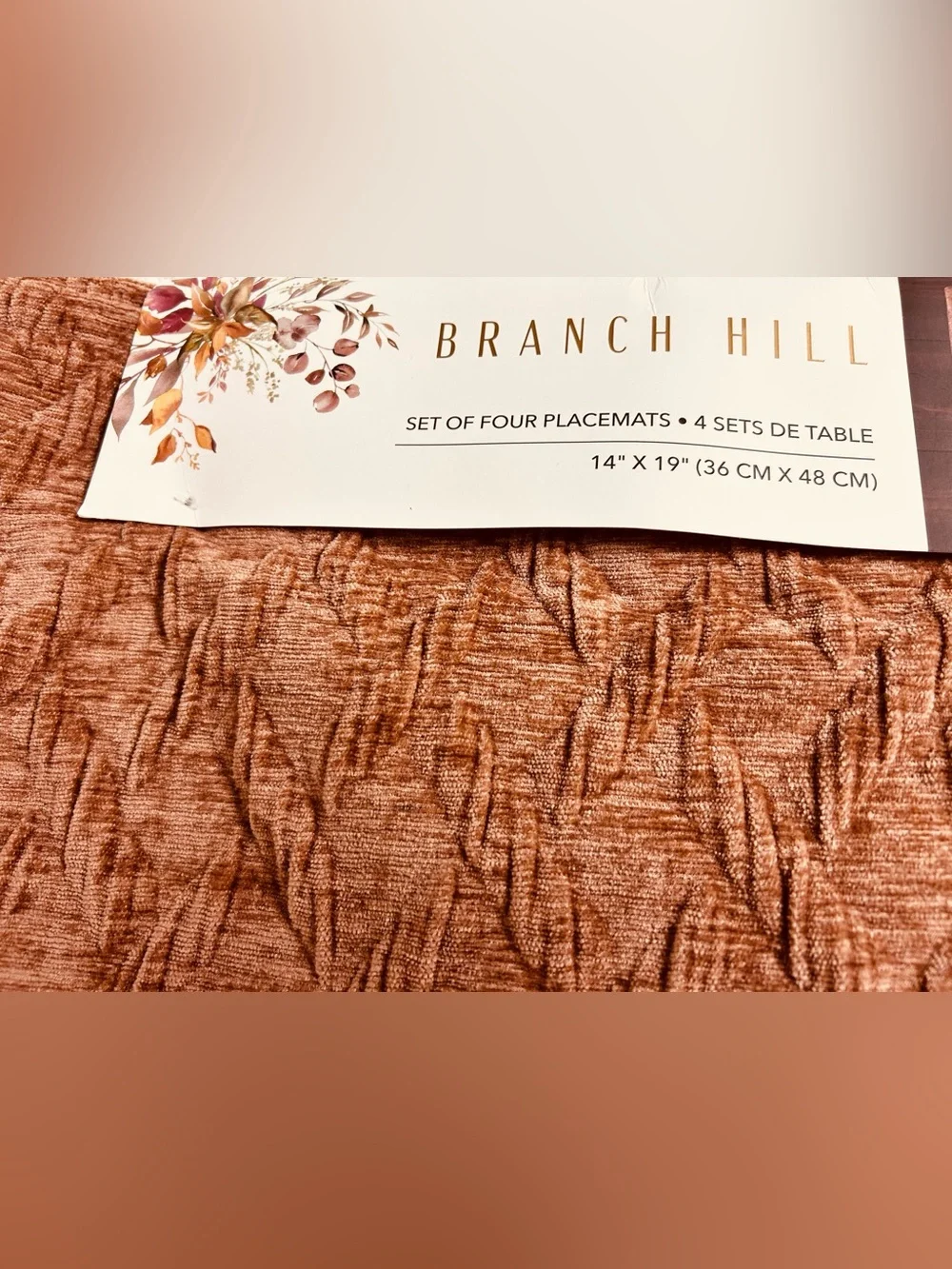 Branch Hill Copper Textured Placemat Set of 4  textured rust fabric NWT